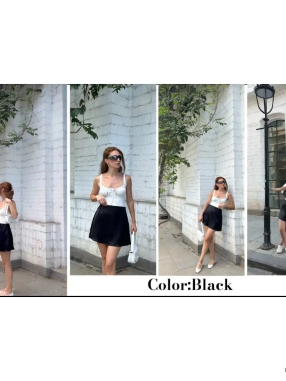 Zeagoo Mini Skirt High Waist A-Line Satin Zip Party Club